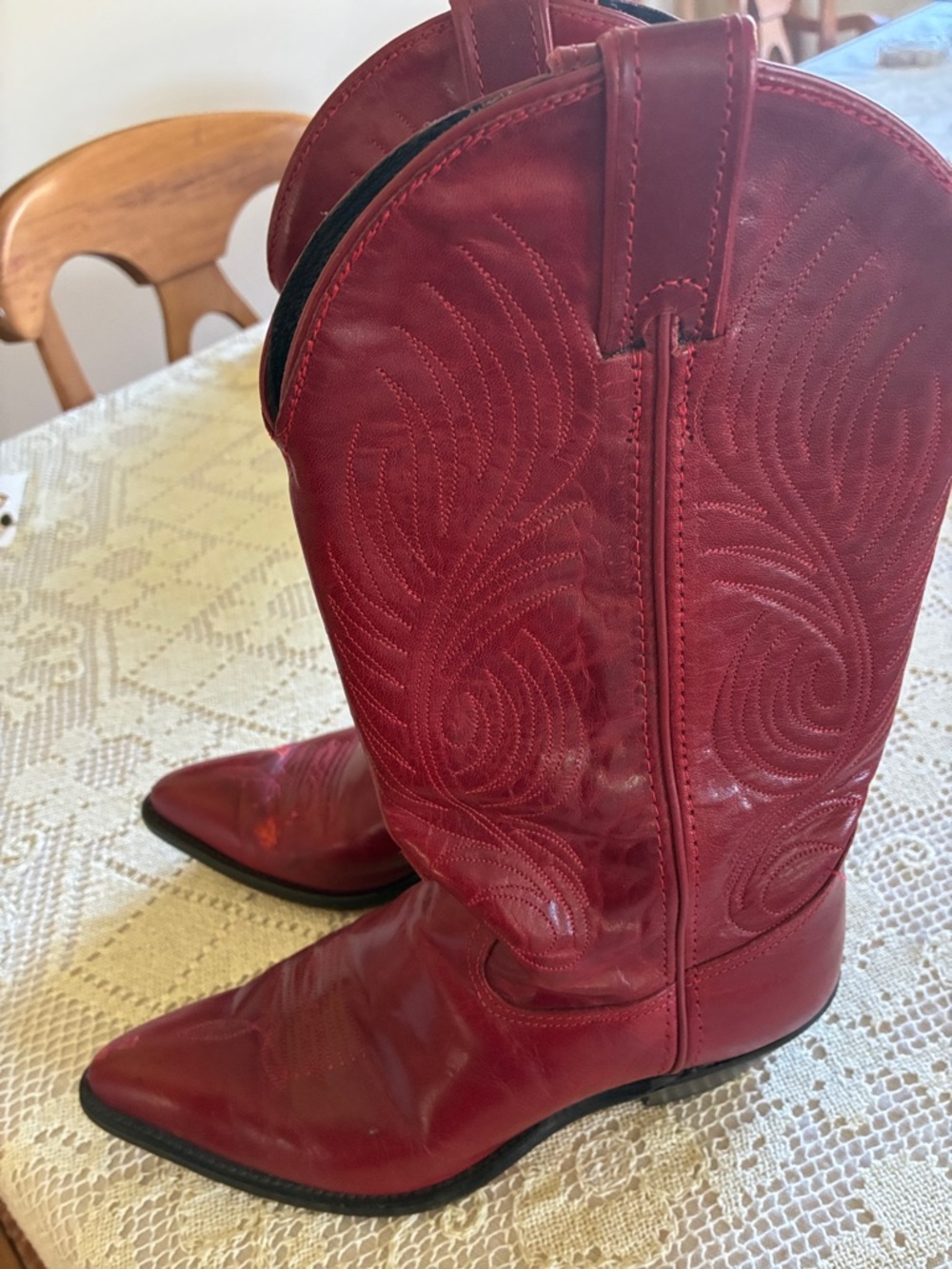 Code West Vintage Red Western Cowboy Boots - Pointed Toe
